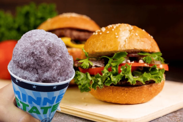 what is a burger and a grape snowcone